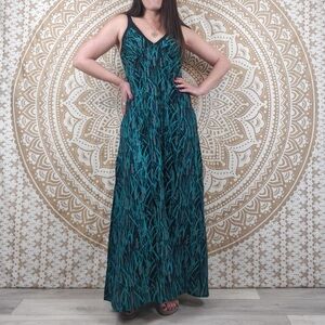 NWT Garnet Hill Long Cotton Gauze Green Cover-Up Maxi Dress Palm XL